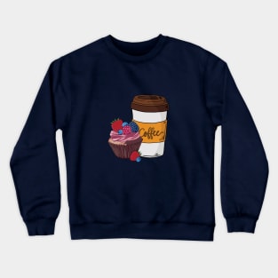 Sweet Chocolate Cupcake and Coffee Crewneck Sweatshirt